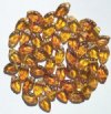 50 12mm Two Tone Smoke Topaz Glass Leaf Beads